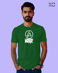 Image of Music inspired design Half Sleeve t-shirt | Linkin Park logo Bottle Green