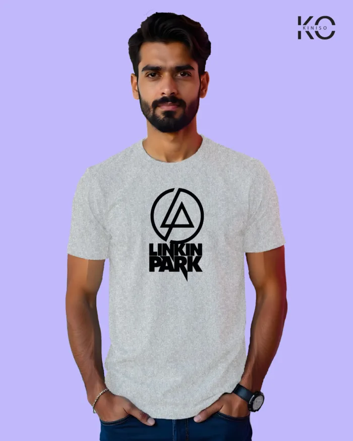 Image of Music inspired design Half Sleeve t-shirt | Linkin Park logo Grey