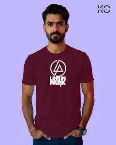 Image of Music inspired design Half Sleeve t-shirt | Linkin Park logo Maroon