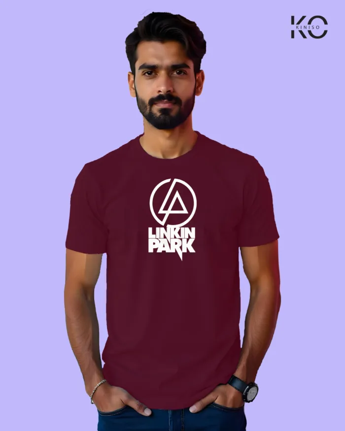 Image of Music inspired design Half Sleeve t-shirt | Linkin Park logo Maroon