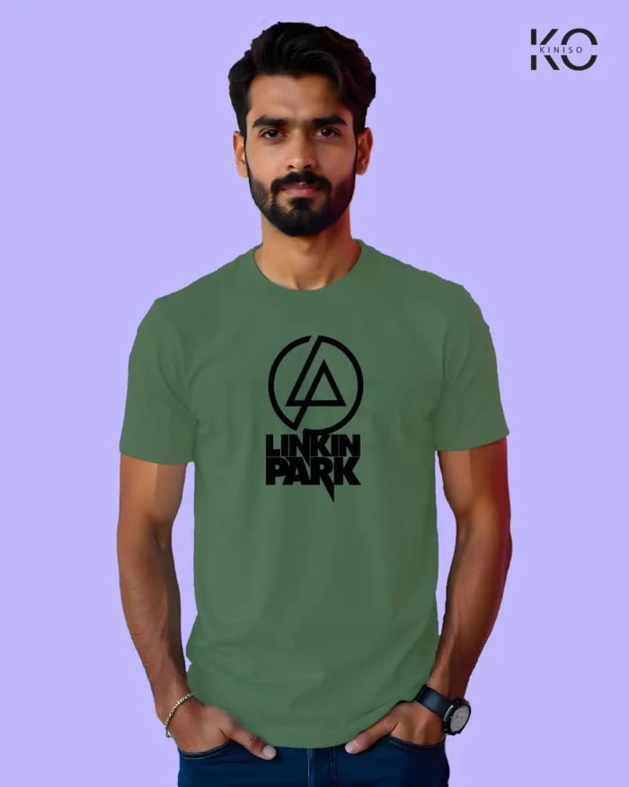 Image of Music inspired design Half Sleeve t-shirt | Linkin Park logo Pastel Green