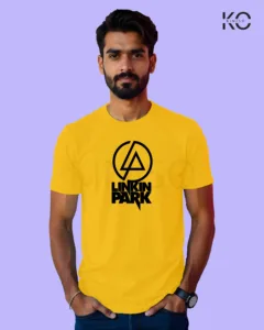 Image of Music inspired design Half Sleeve t-shirt | Linkin Park logo Yellow