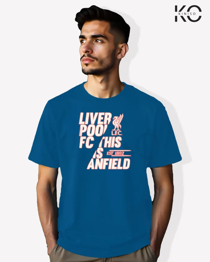 Image of Football inspired design half sleeve t-shirt | Liverpool Anfiled Blue