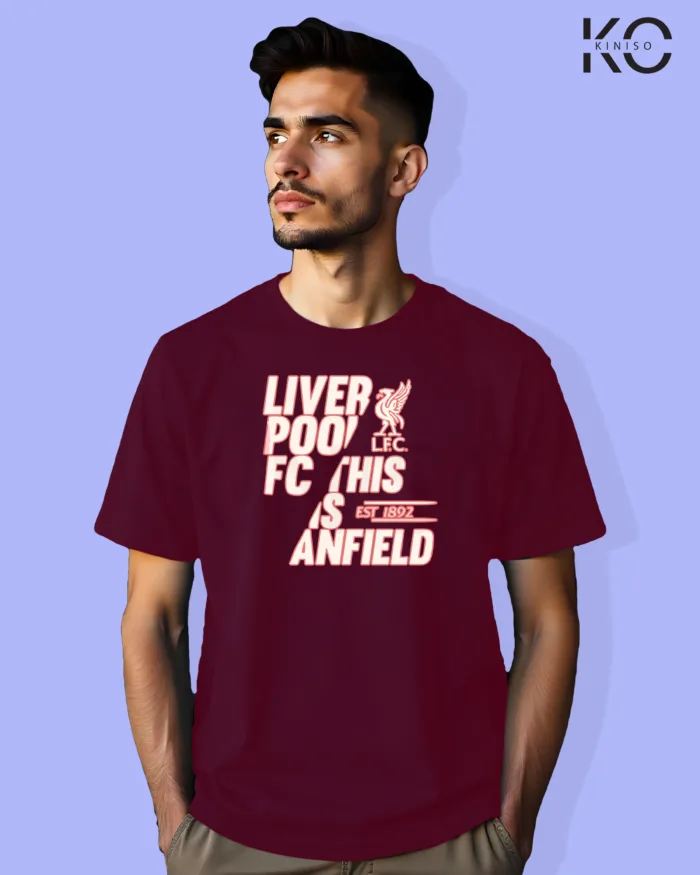 Image of Football inspired design half sleeve t-shirt | Liverpool Anfiled Maroon