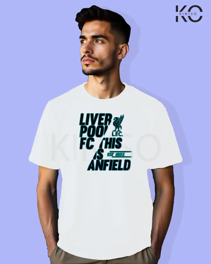 Image of Football inspired design half sleeve t-shirt | Liverpool Anfiled White