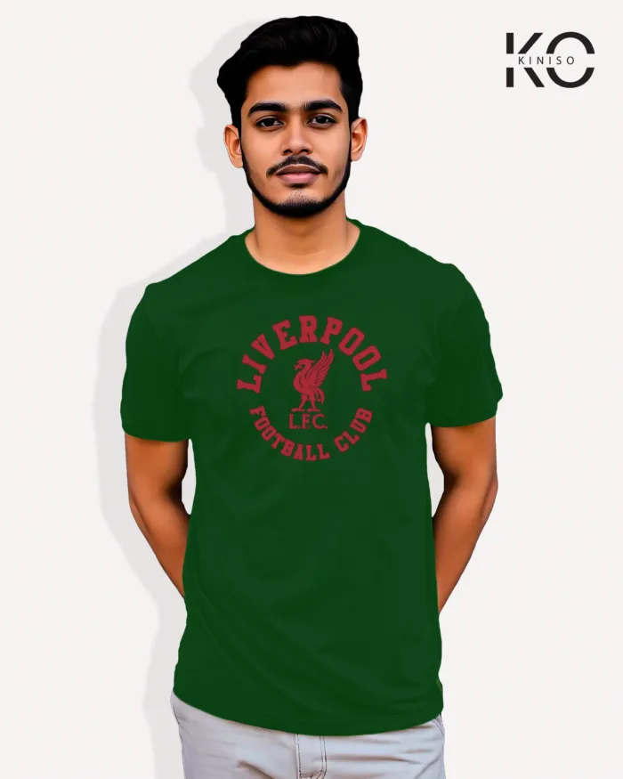 Image of Football inspired design half sleeve t-shirt | Liverpool Bottle Green