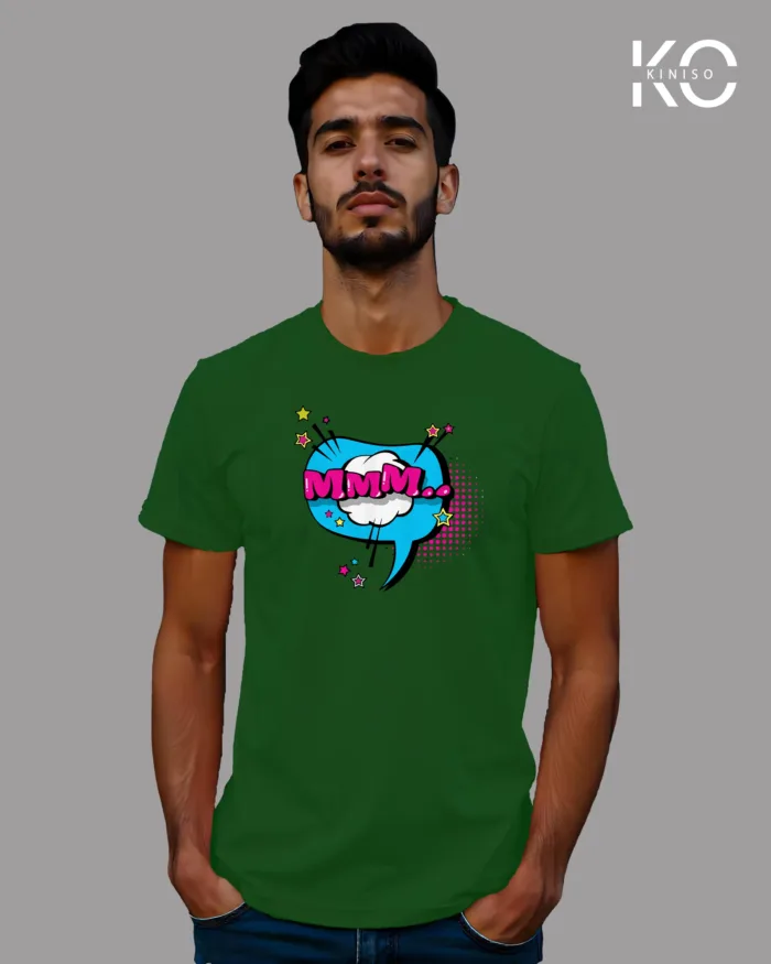 Image of Comic inspired design half sleeve t-shirt | MMM Bottle Green