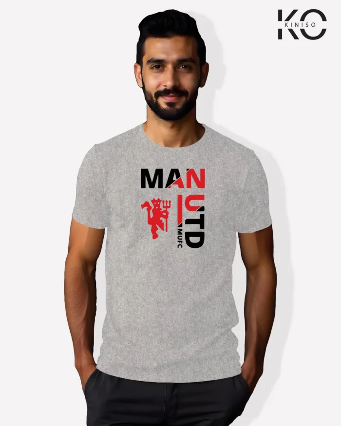 Image of Football inspired design half sleeve t-shirt | Man United Grey