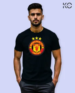 Image of Football inspired design half sleeve t-shirt | Man United Logo Black
