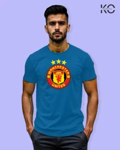 Image of Football inspired design half sleeve t-shirt | Man United Logo Blue