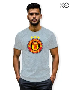 Image of Football inspired design half sleeve t-shirt | Man United Logo Grey