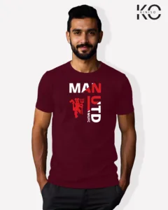 Image of Football inspired design half sleeve t-shirt | Man United Maroon