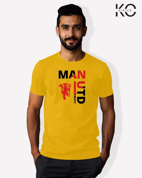 Image of Football inspired design half sleeve t-shirt | Man United Yellow