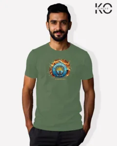 Image of Football inspired design half sleeve t-shirt | Mancity Logo Pastel Green