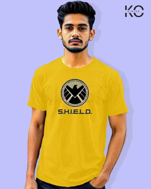 Image of Movie and TV Show inspired design Half Sleeve t-shirt | Marvel SHIELD Yellow