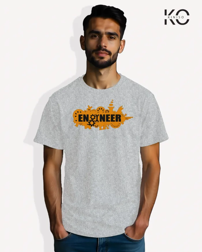 Image of Engineer and tech inspired design half sleeve t-shirt | Mechanical Engineer Grey