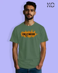 Image of Engineer and tech inspired design half sleeve t-shirt | Mechanical Engineer Pastel Green