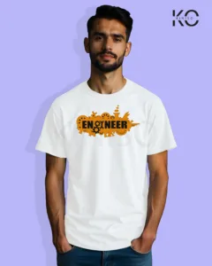 Image of Engineer and tech inspired design half sleeve t-shirt | Mechanical Engineer White