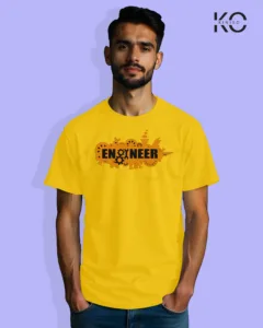 Image of Engineer and tech inspired design half sleeve t-shirt | Mechanical Engineer Yellow