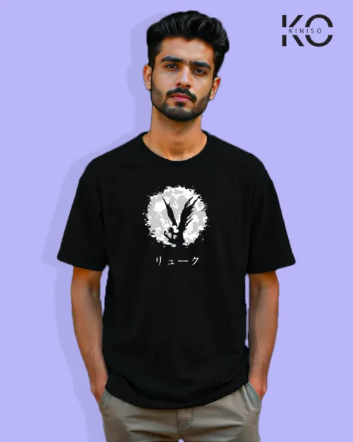 Image of Anime inspired design Drop-shoulder t-shirt | Moon Ryuk Black