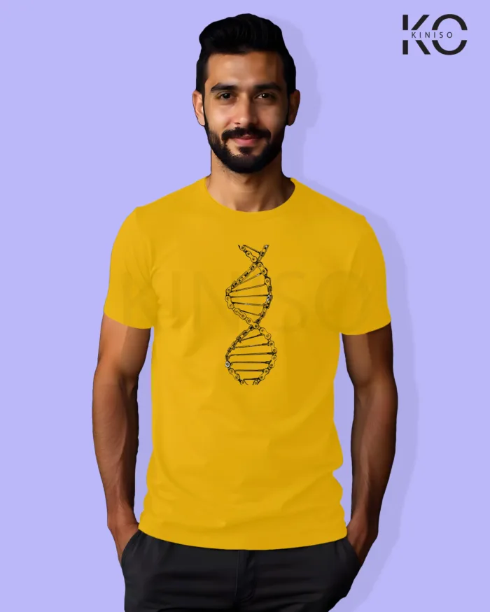 Image of Yellow Color Motorcycle t-shirts featuring graphics of Motor Bike Chain for bike riders & adventure seekers