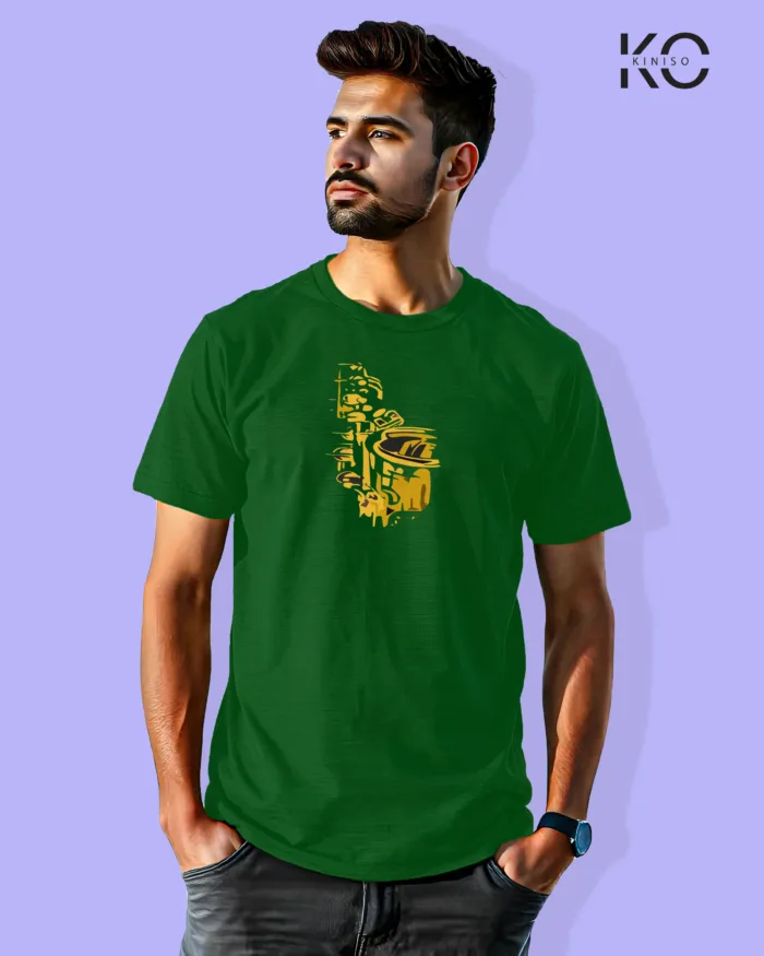 Image of Music inspired design Half Sleeve t-shirt | Music Fest Bottle Green