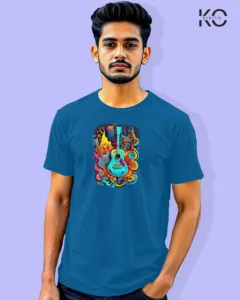 Image of Music inspired design Half Sleeve t-shirt | Music Festival Blue