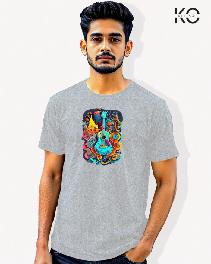 Image of Music inspired design Half Sleeve t-shirt | Music Festival Grey