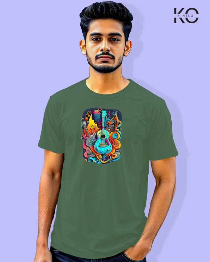 Image of Music inspired design Half Sleeve t-shirt | Music Festival Pastel Green