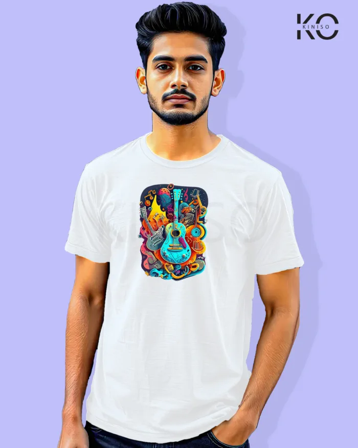 Image of Music inspired design Half Sleeve t-shirt | Music Festival White