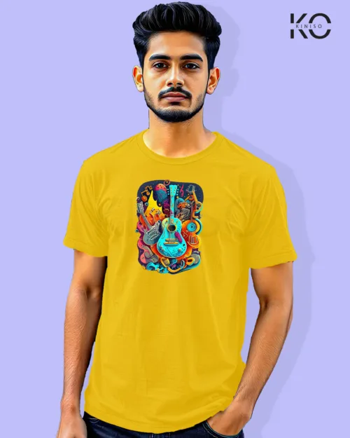 Image of Music inspired design Half Sleeve t-shirt | Music Festival Yellow