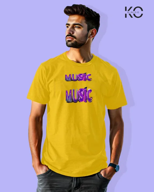 Image of Music inspired design Half Sleeve t-shirt | Music Music Yellow