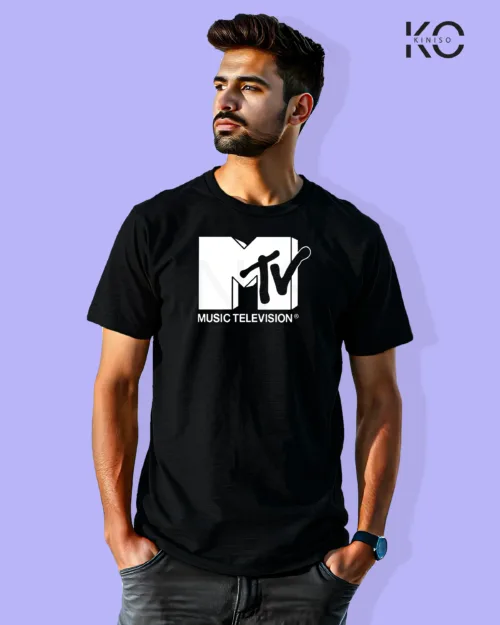 Image of Music inspired design Half Sleeve t-shirt | MTV Black