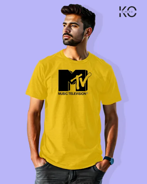 Image of Music inspired design Half Sleeve t-shirt | MTV Yellow