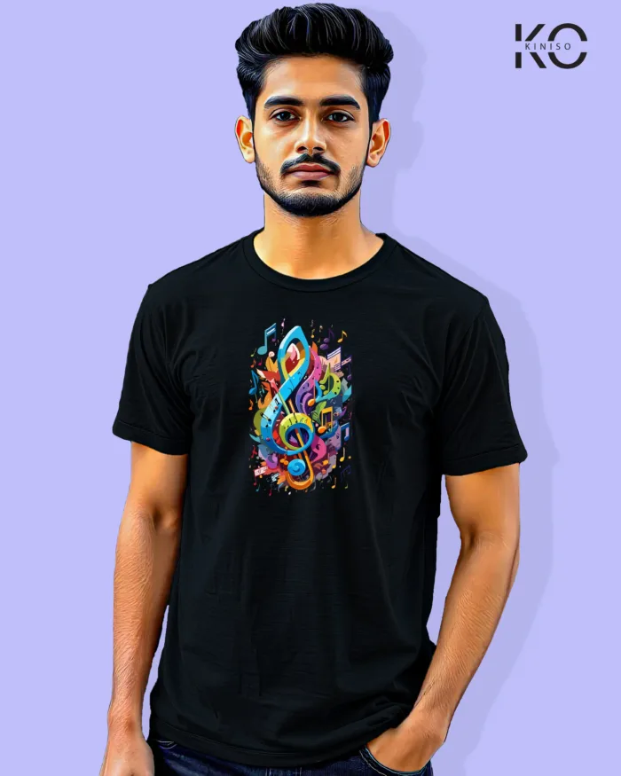 Image of Music inspired design Half Sleeve t-shirt | Musical Fest Black
