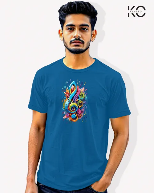 Image of Music inspired design Half Sleeve t-shirt | Musical Fest Blue