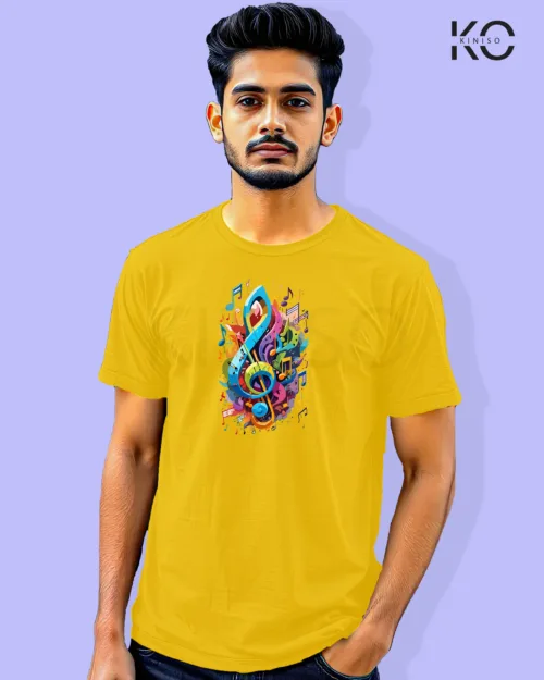 Image of Music inspired design Half Sleeve t-shirt | Musical Fest Yellow