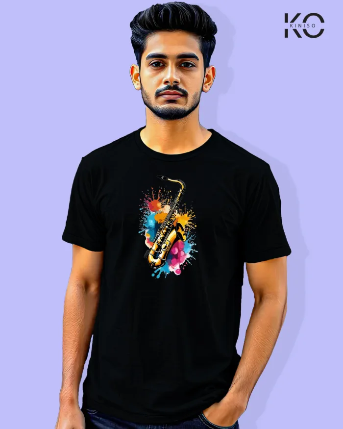 Image of Music inspired design Half Sleeve t-shirt | Musical Inst Black