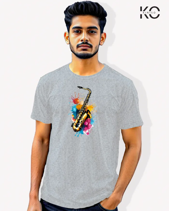 Image of Music inspired design Half Sleeve t-shirt | Musical Inst Grey