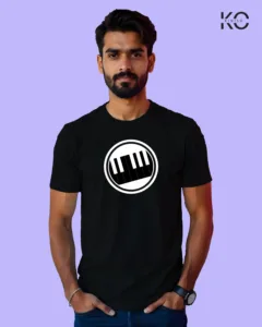 Image of Music inspired design Half Sleeve t-shirt | Musical keyboard Black
