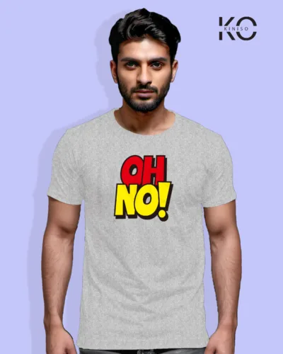 Image of Comic inspired design half sleeve t-shirt | OH NO Grey