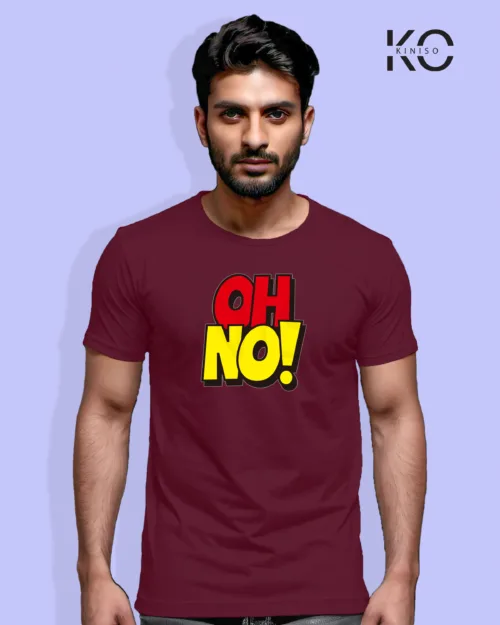 Image of Comic inspired design half sleeve t-shirt | OH NO Maroon