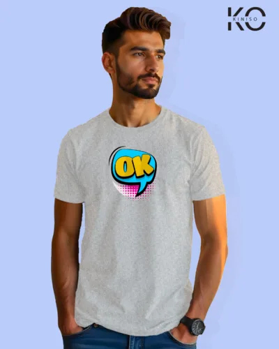 Image of Comic inspired design half sleeve t-shirt | OK Bottle Grey