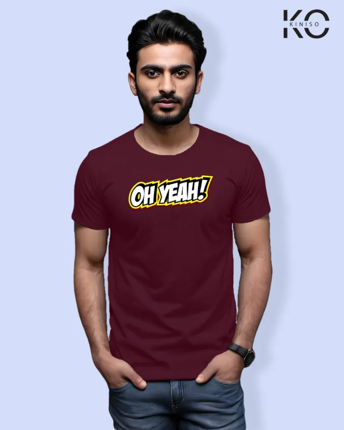 Image of Comic inspired design half sleeve t-shirt | Oh Yeah Maroon