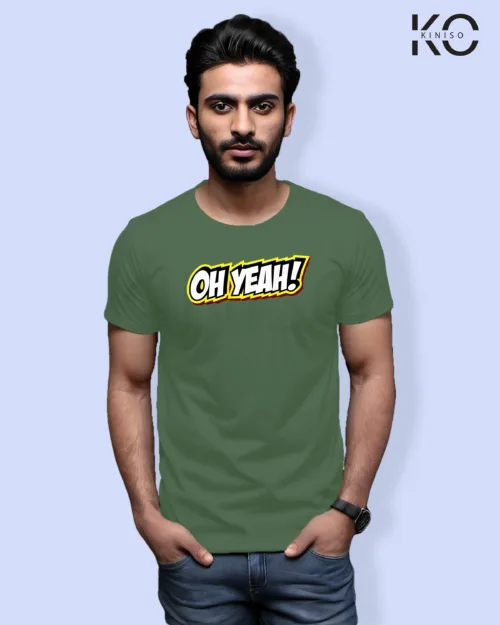 Image of Comic inspired design half sleeve t-shirt | Oh Yeah Pastel Green