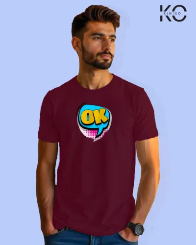 Image of Comic inspired design half sleeve t-shirt | Ok Maroon