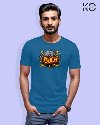Image of Comic inspired design half sleeve t-shirt | Ouch Blue