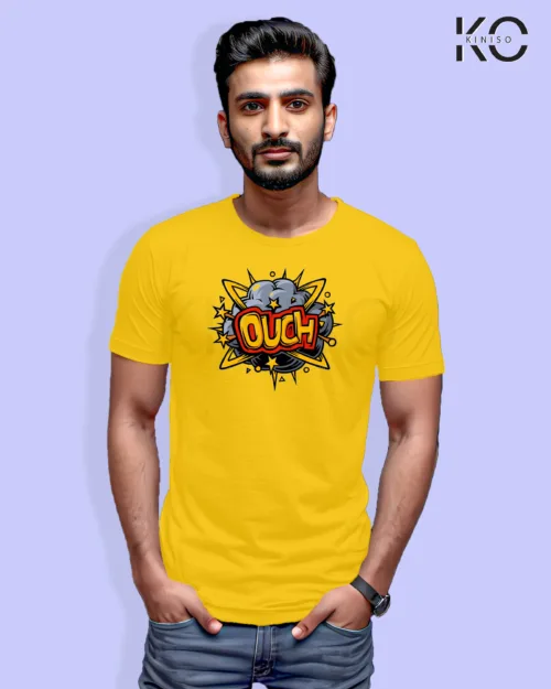 Image of Comic inspired design half sleeve t-shirt | Ouch Yellow