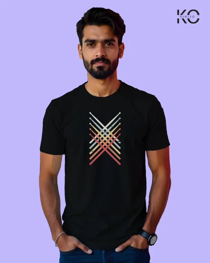 Image of Music inspired design Half Sleeve t-shirt | Pad Sticks Black