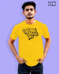 Image of Bangla quote inspired design half sleeve t-shirt | Porikkha Asche Bro Yellow